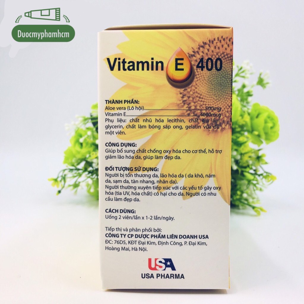 Vitamin E400 Kèm Tinh Chất Nha Đam - Giúp sáng đẹp da Hộp 100 viên | BigBuy360 - bigbuy360.vn