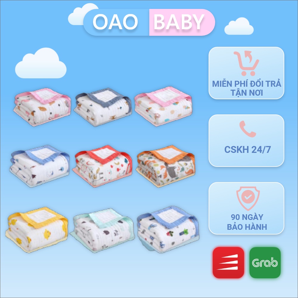 Chăn cho bé mùa hè thu - Mền xô 6 lớp có viền cho bé sơ sinh - Chăn 100% cotton 4 mùa cho bé trai, bé gái, trẻ