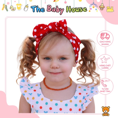 Băng Đô Nơ Cho Bé  𝐅𝐑𝐄𝐄𝐒𝐇𝐈𝐏 Turban Nơ Chấm Bi Xinh Xắn Cho Bé Gái
