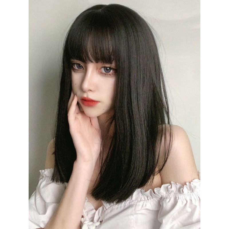 Tóc giả nữ đẹp 🤑FREESHIP🤑 Tóc giả nguyên đầu thẳng lỡ siu cute 40cm