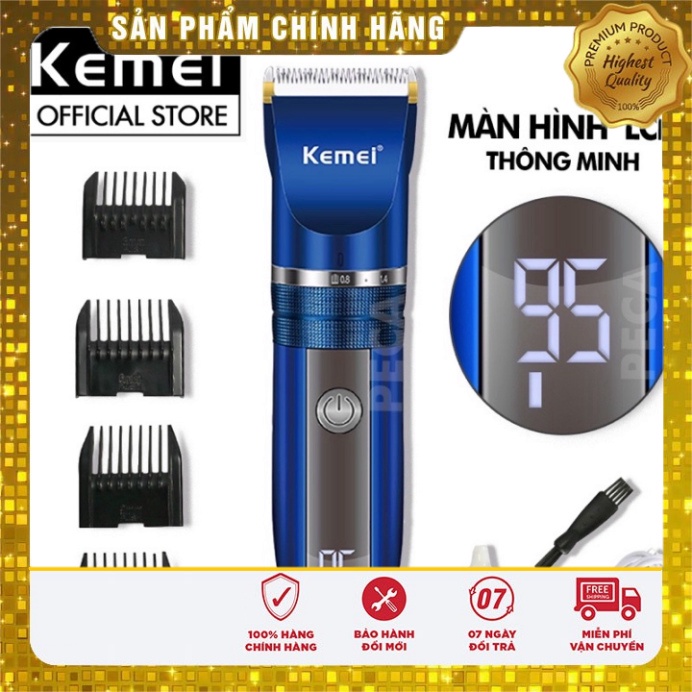 Tông đơ cắt tóc không dây Kemei KM-1086 màn hình LCD hiện pin thông minh dùng cho cá nhân và gia đình ch