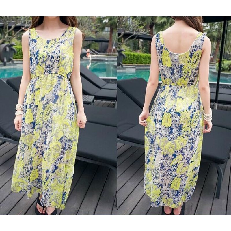 [HÀNG THIẾT KẾ] ĐẦM MAXI VOAN LỤA CAO CẤP PHỐI HOA VĂN