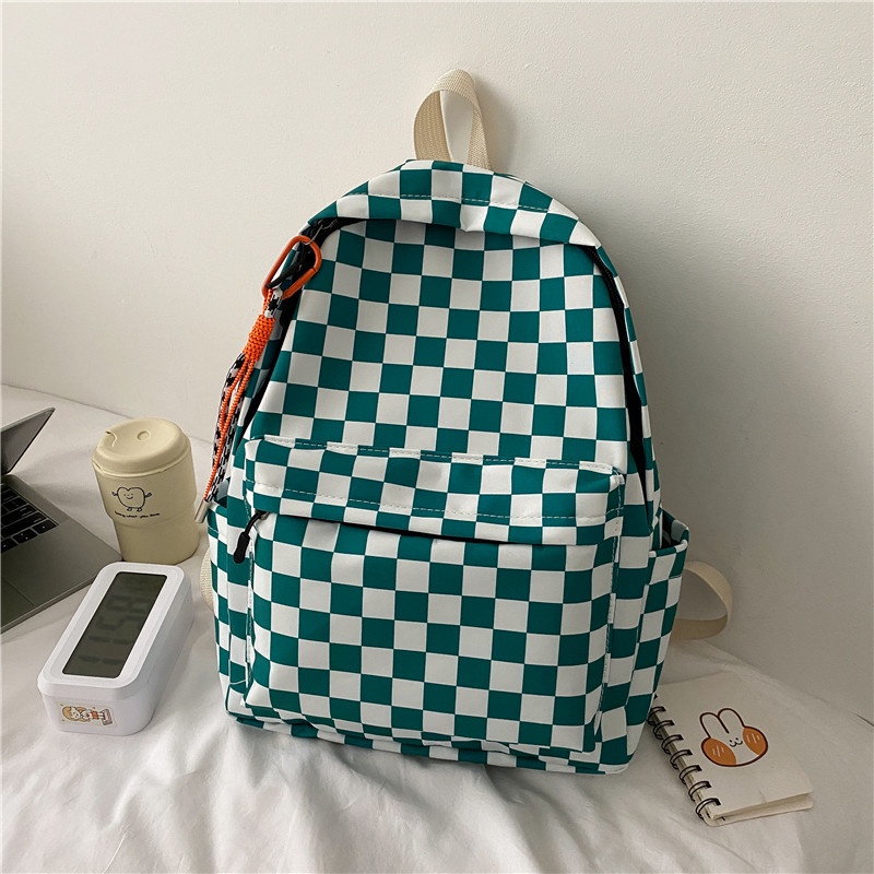 Balo IELGY họa tiết kẻ caro phối màu tương phản phong cách Hong Kong retro dành cho nữ