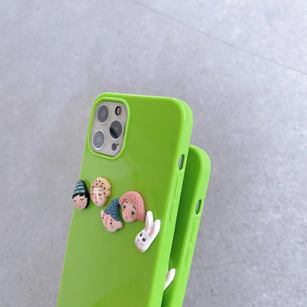 Ốp Điện Thoại tpu Màu Xanh Lá Cây Dễ Thương Cho Iphone 12 11 pro MAX XS MAX XR X 7 8 PLUS