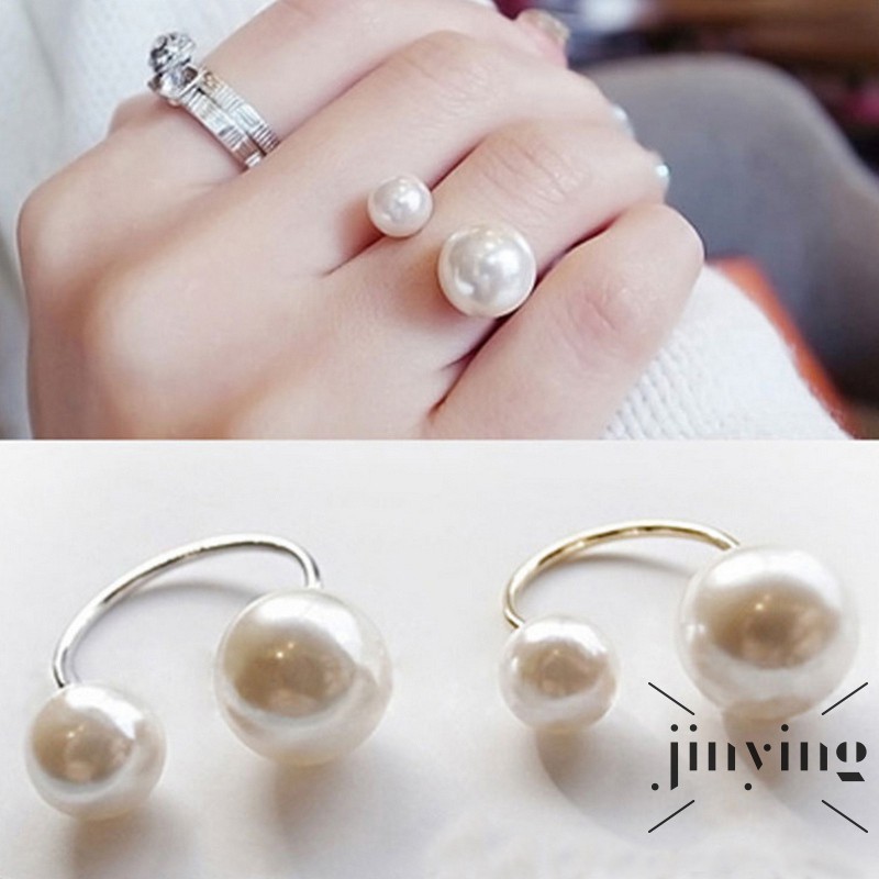 GETNOIVAS ❤Nhẫn Hở Đính Ngọc Trai Nhân Tạo Có Thể Điều Chỉnh Thời Trang Cho Nữ
