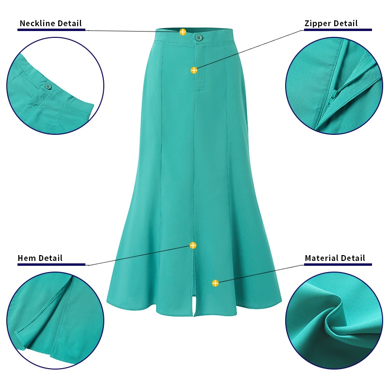 Chân váy dài VONDA lưng cao màu trơn phối nút phong cách Hàn Quốc thời trang cho nữ