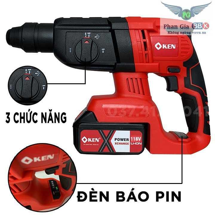 Máy khoan bê tông Ken 118v 3 chức năng động cơ siêu khỏe