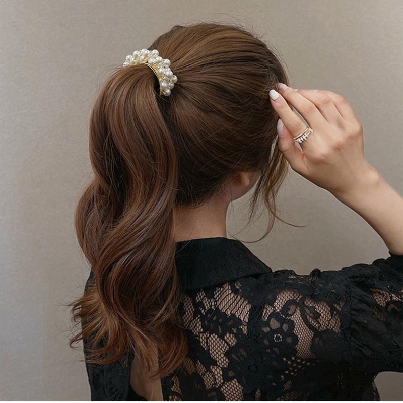 Kẹp tóc đuôi ngựa ngọc trai Hàn Quốc Phụ kiện tóc thời trang thanh lịch
