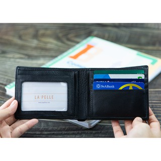 Ví Nam Da Bò Thật Dáng Đứng, Dáng Ngang Cổ Điển - Leather Nappa Classic Black by LA PELLE