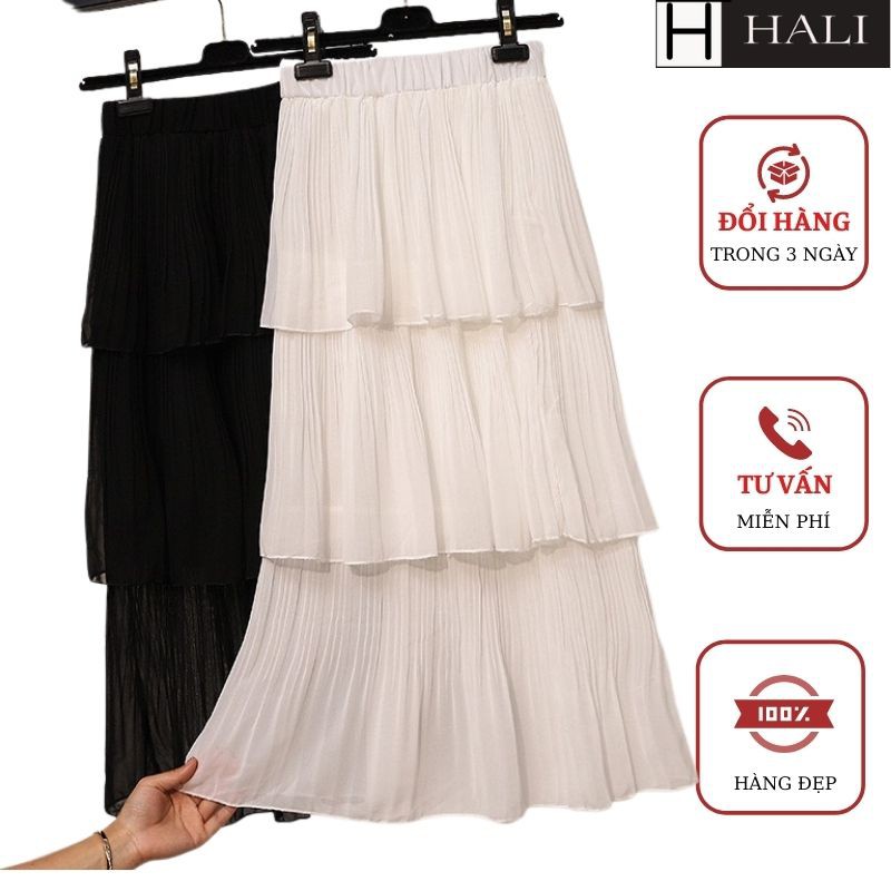 Chân váy 3 tầng xếp li-Chân váy tầng dài Cạp Chun Cao Cấp[ Video Shop Tự Quay]
