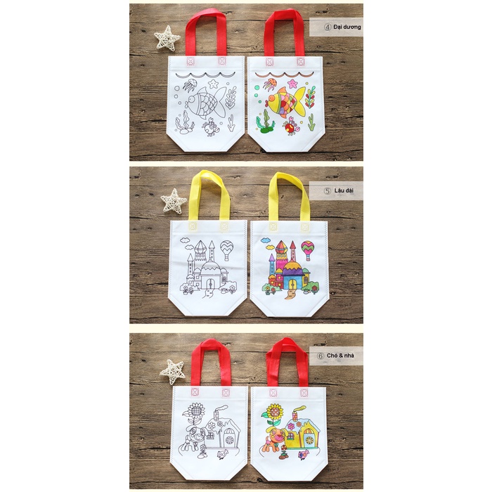 Combo đầy đủ 20 túi vải vẽ, tô màu cho bé