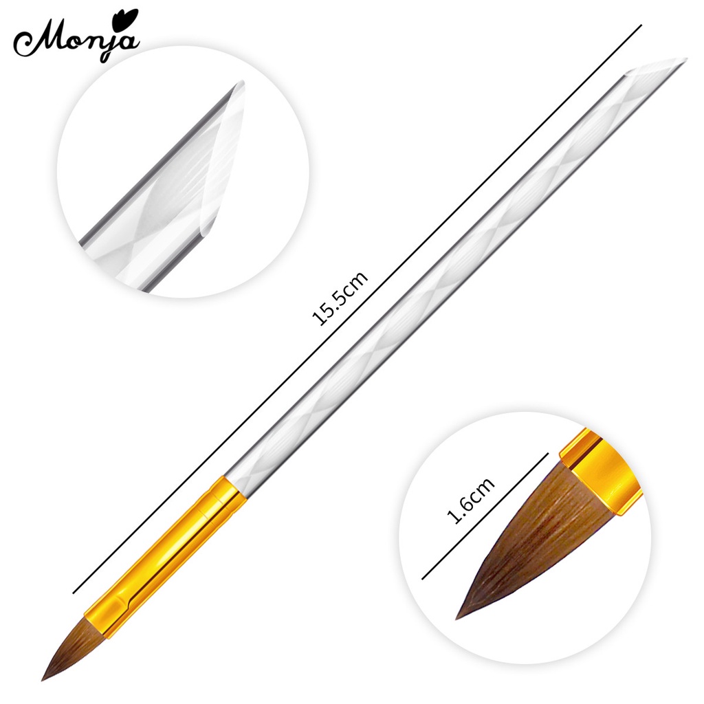 [Hàng mới về] Cọ Vẽ Khắc Họa Tiết Hoa Trang Trí Móng Nghệ Thuật Monja Bột Acrylic Lỏng Tay Cầm Màu Trắng