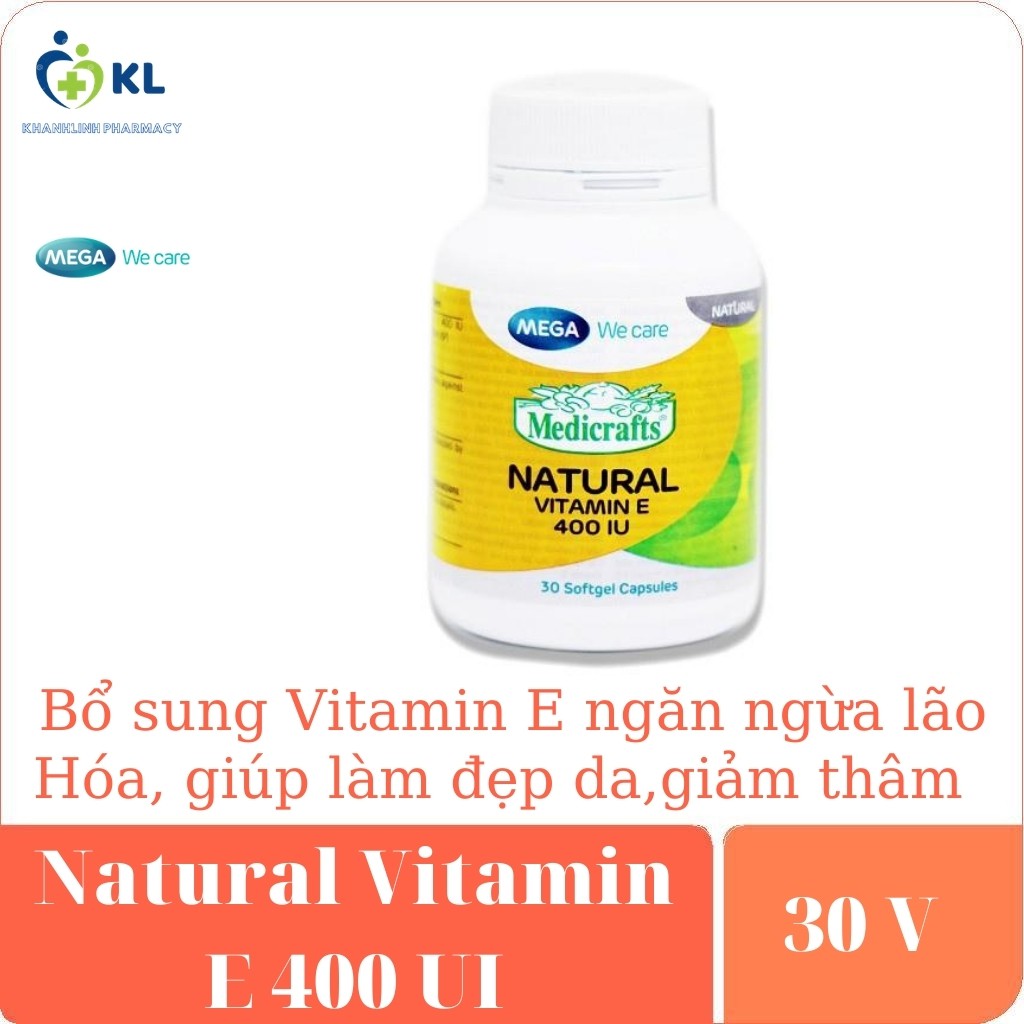 Viên uống Medicrafts Natural Vitamin E 400 IU (30 viên) - ngăn ngừa lão hóa, giúp trẻ hóa làn da