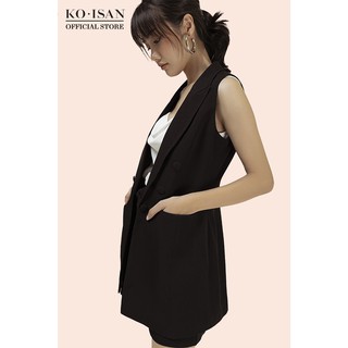 Set bộ vest gile nữ KO-ISAN dáng dài màu đen 33500341-4