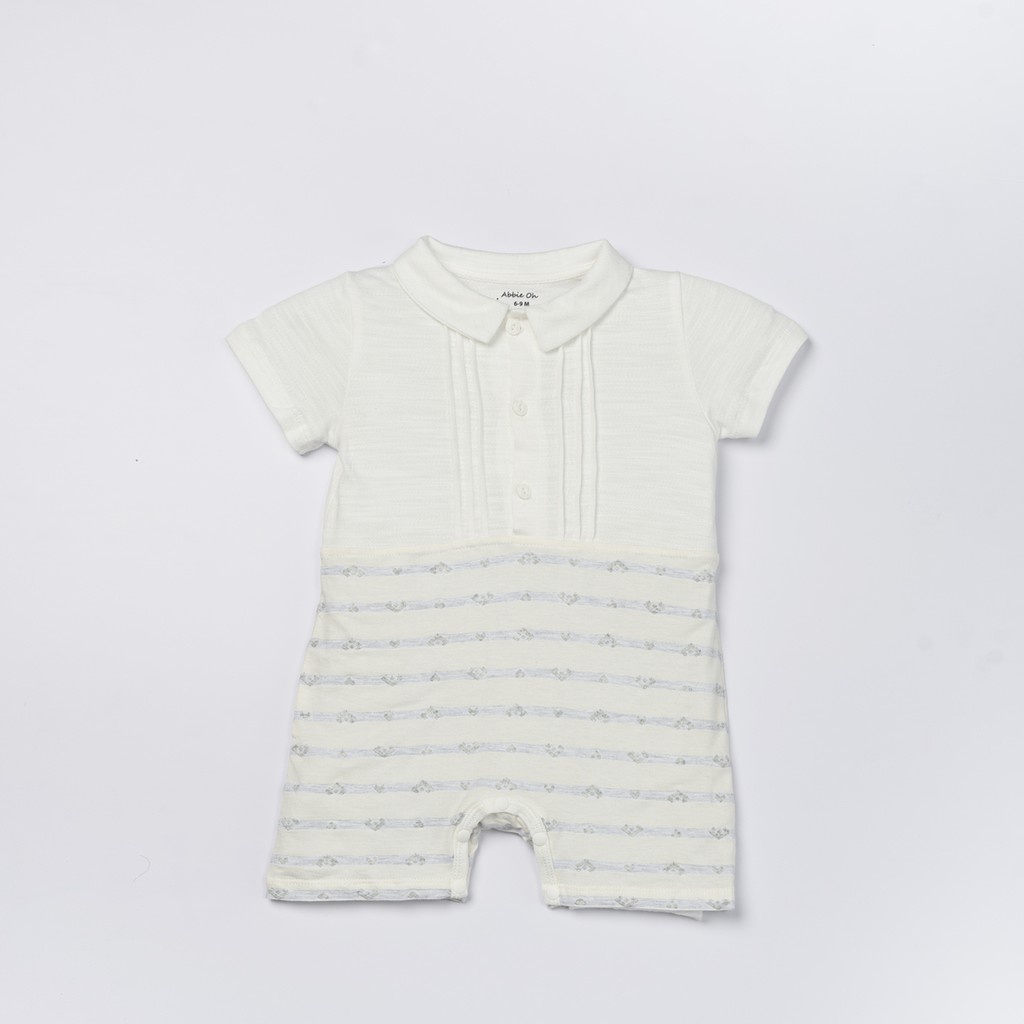 Bộ quần áo Bodysuit liền thân cộc tay cài thẳng ABBIEOH cho bé gái 0-24 tháng B044-047