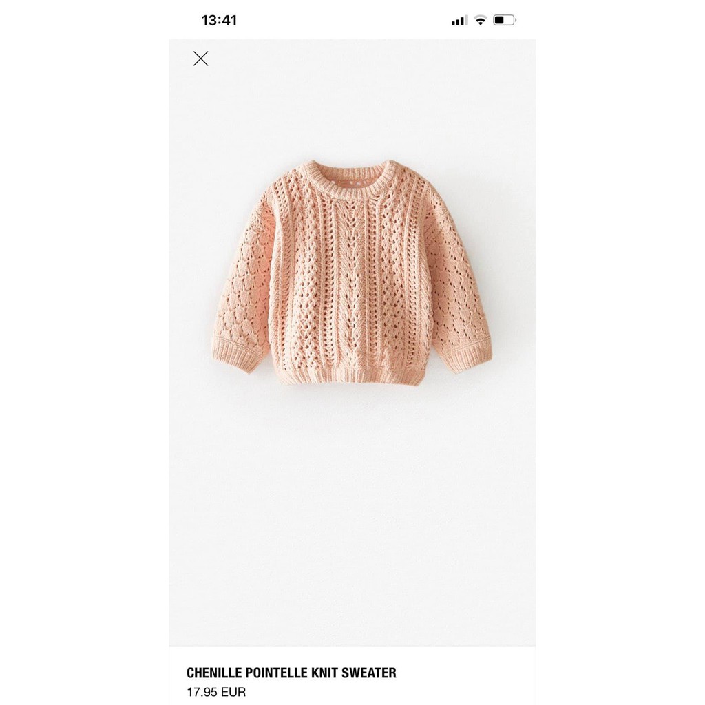Áo len lỗ Zara màu hồng cam mẫu mới 2020 dành cho bé gái