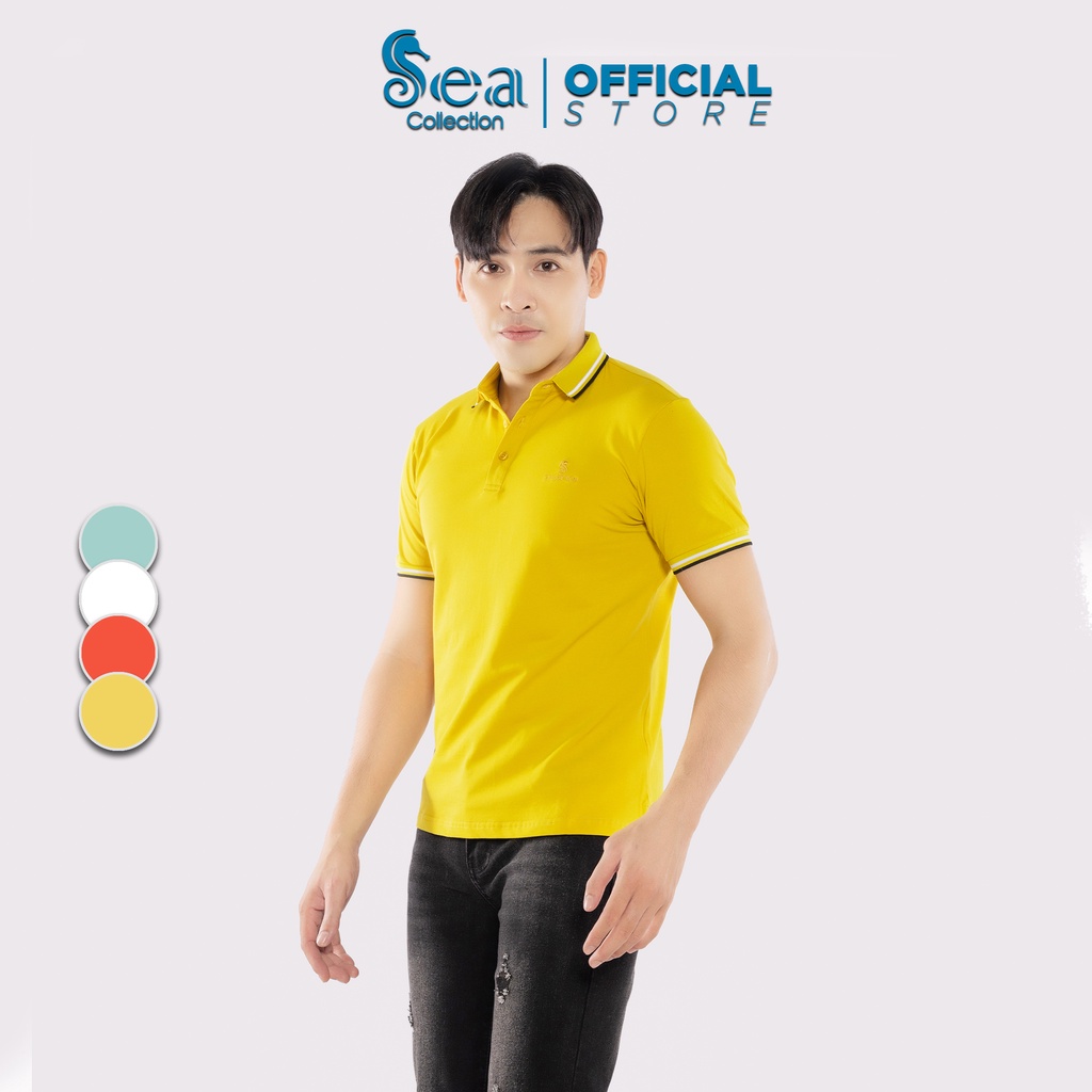 Áo Polo Nam Thêu Logo Sea Collection thun cá sấu phối bo sọc 8125