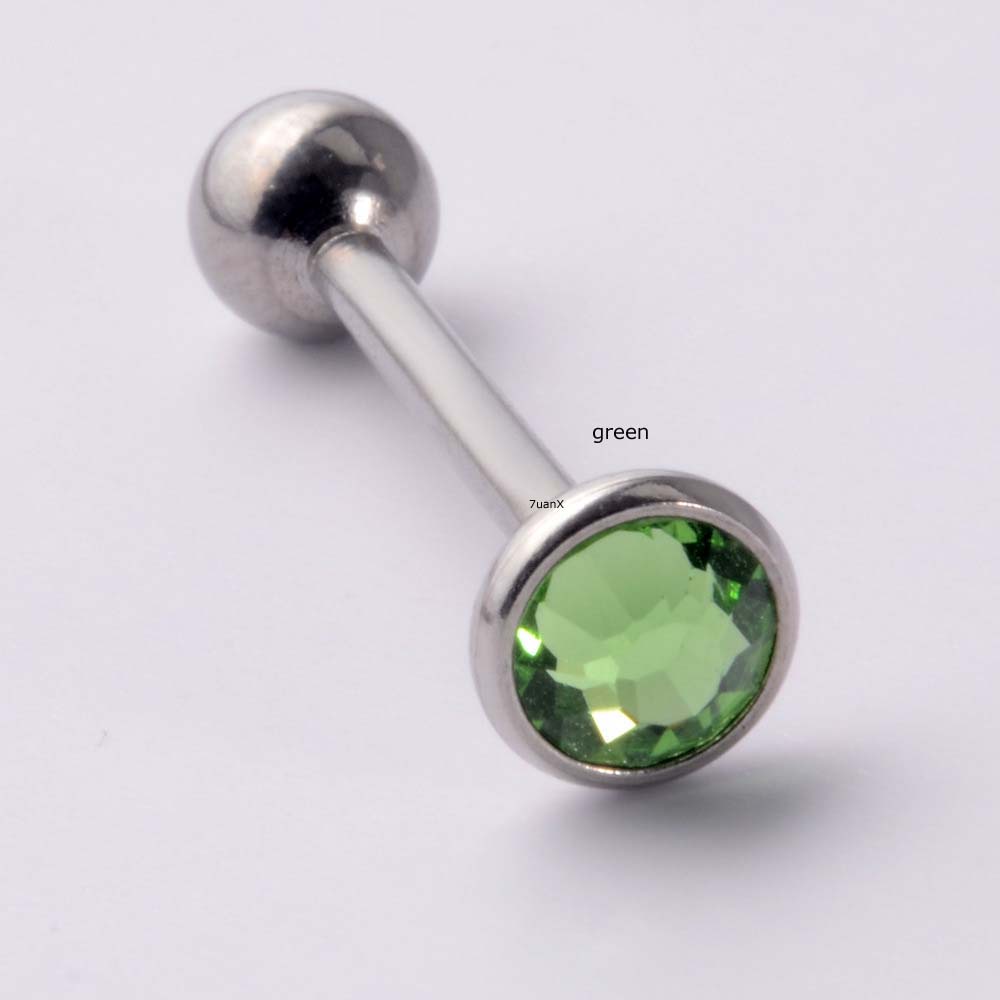 1 Khuyên xỏ lưỡi bằng thép không gỉ đính đá phong cách thời trang cá tính