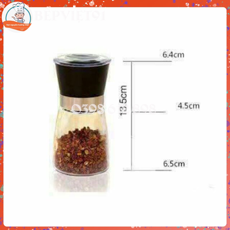 Lọ Xay Hạt Tiêu - Lọ Đựng Hạt Tiêu 2 trong 1 Bằng Thủy Tinh Cao Cấp