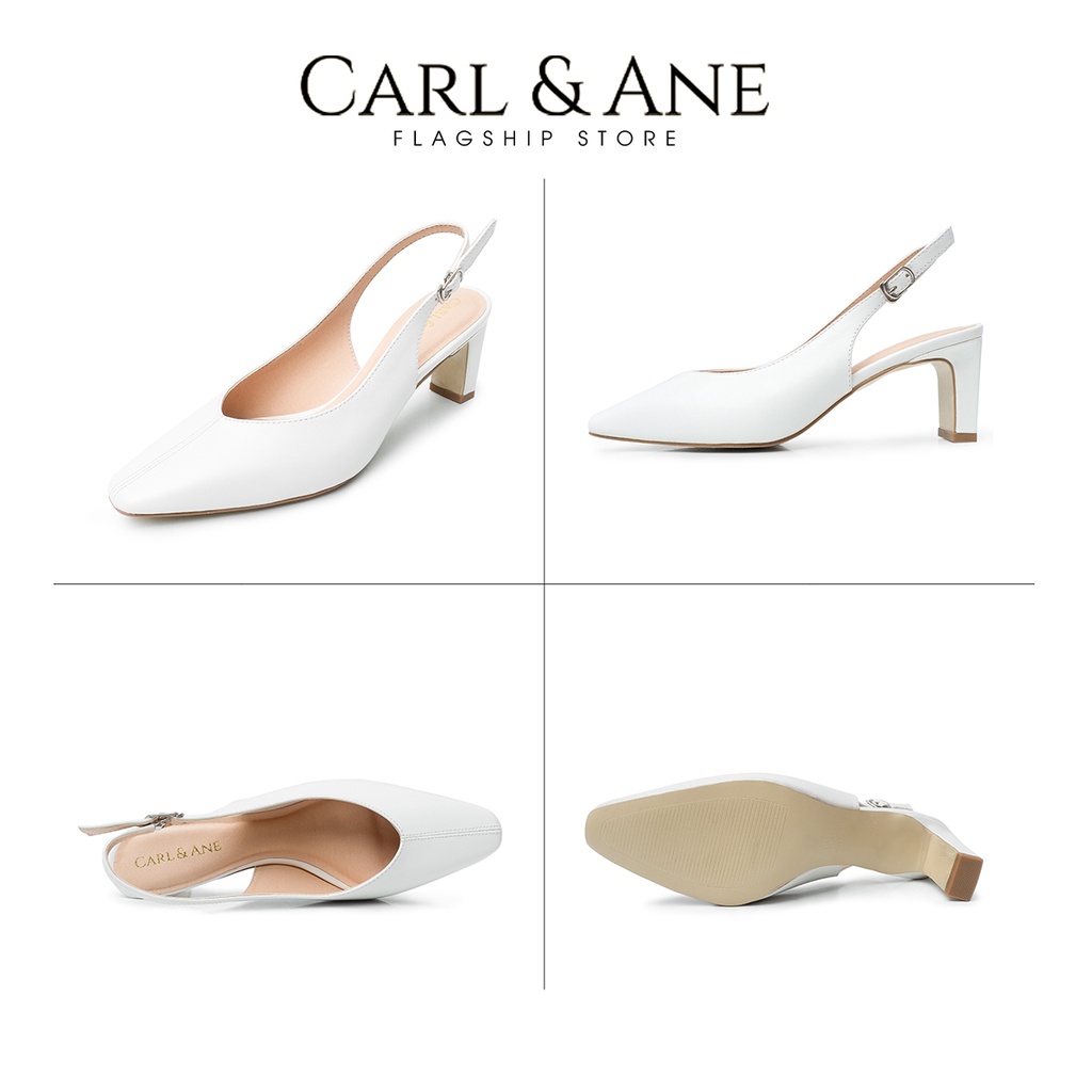Carl &amp; Ane - Giày cao gót mũi nhọn phối quai thời trang công sở cao 6cm màu trắng - CL027