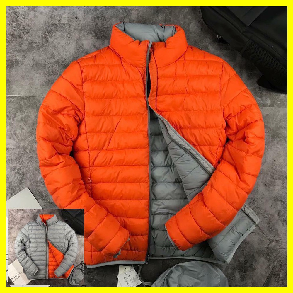 Tặng 10 bao lì xì - Áo khoác phao nam 2 mặt màu cam - ghi tối chất bền đẹp dáng trẻ trung phù hợp với mọi lứa tuổi