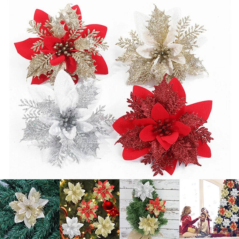 （Trang trí năm mới của Trung Quốc）Set 5 bông hoa nhân tạo trang trí giáng sinh dễ thương độc đáo