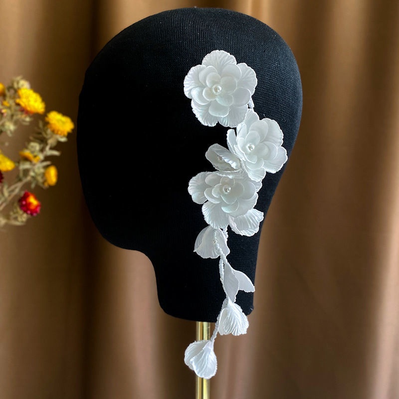[Aishang Beautiful] Bông tai Satin hình cánh hoa treo bên tai đa năng làm đạo cụ chụp ảnh cưới và trang điểm cho cô dâu