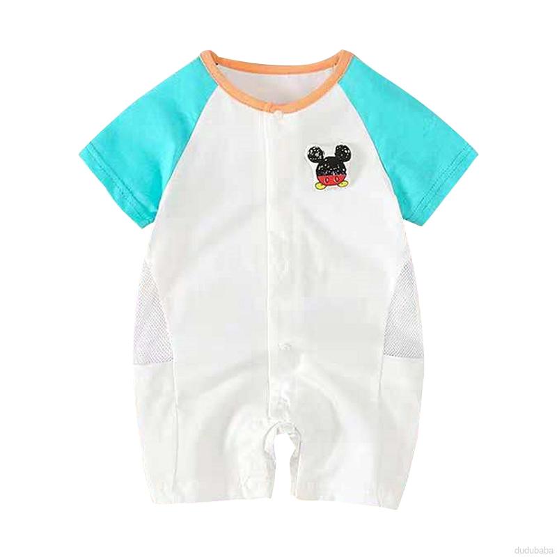 Áo Liền Quần Ngắn Tay Hình Chuột Mickey Cho Bé