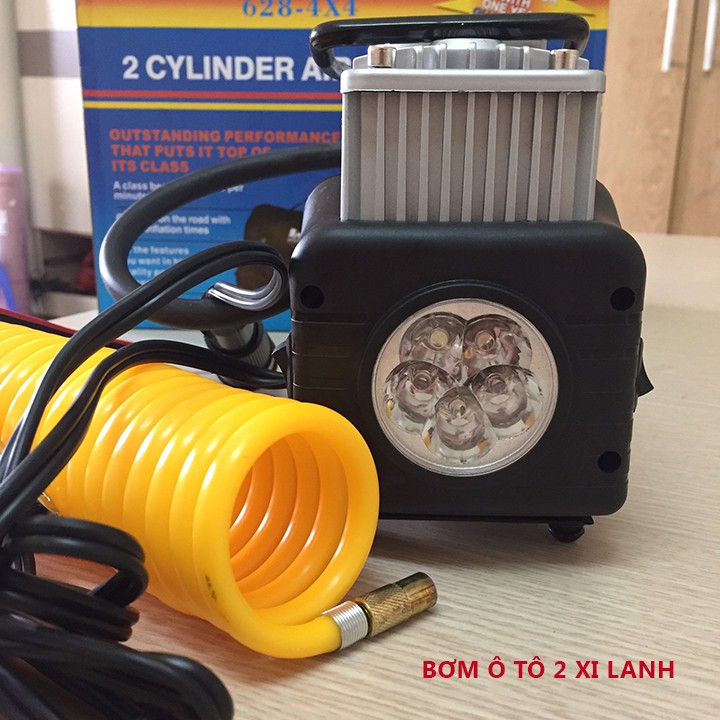 Bơm ô tô 2 xi lanh 12v cao cấp, Bơm lốp oto mini 12v công suất lớn 280w BẢO HÀNH 12 tháng