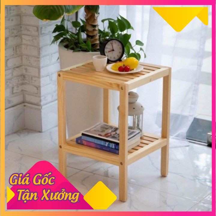 Kệ táp đầu giường bằng gỗ 2 tầng ⚡ NHẬP [ GOTH10K ] giảm ngay 10k  ⚡ GỖ TỰ NHIÊN, BỀN, ĐẸP, CHẮC CHẮN