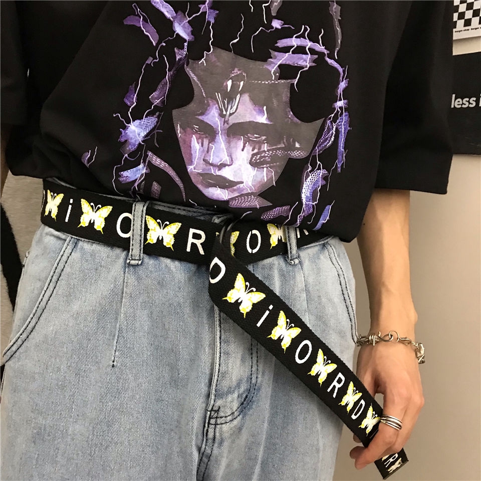 Thắt Lưng Vải Canvas Khóa Kim Loại Hình Bướm Thời Trang Cho Nữ