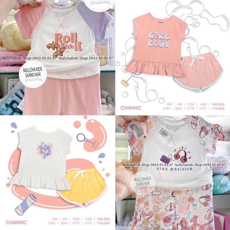 [Chang]Bộ cộc tay cổ tròn cho bé.
