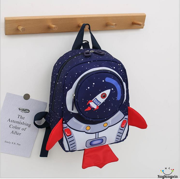 NFW♥Kids Backpack with Safety Leash, Lovely 3D Cartoon Rocket Lightweight School Bookbag