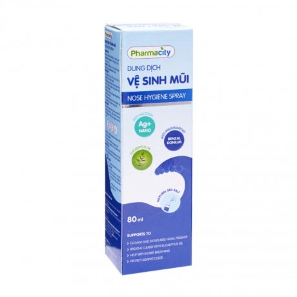 Dung dịch vệ sinh mũi Pharmacity 80ml với tinh dầu bạc hà tạo cảm giác thông thoáng, dễ thở và mát d