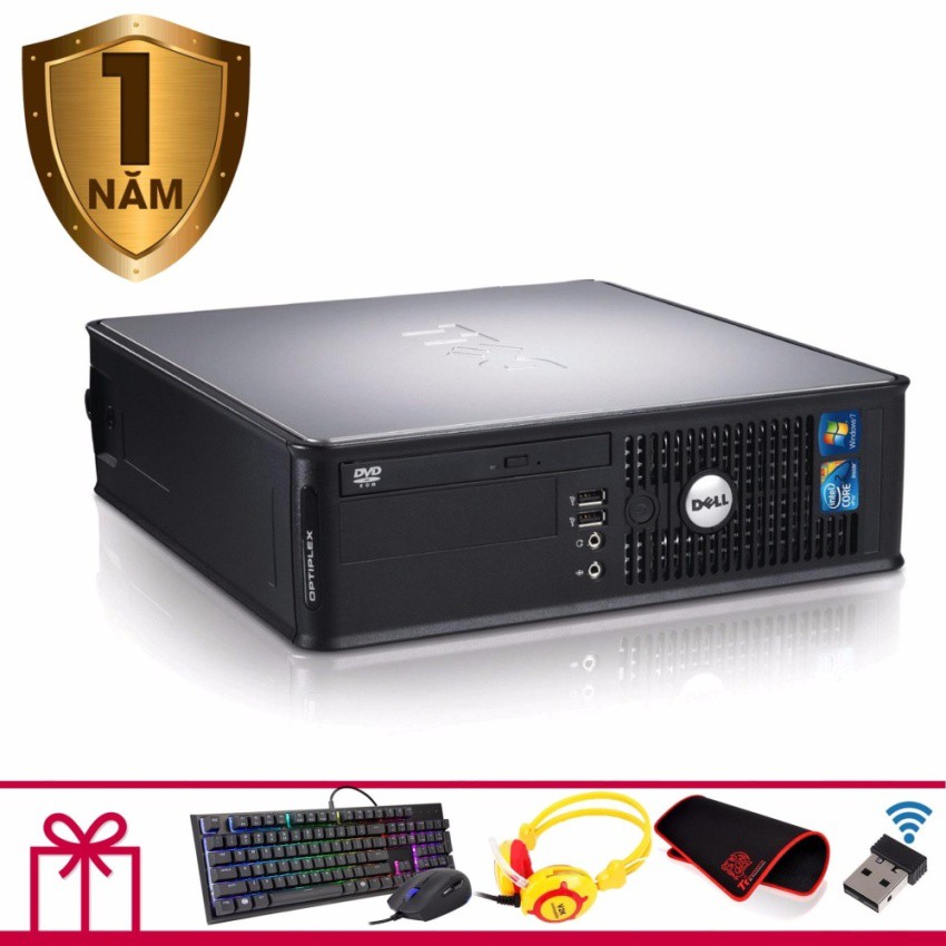 Máy tính văn phòng Dell Optiplex 760 SFF (Core 2 Duo E8400, Ram 8GB, SSD 120GB) + Quà Tặng - Hàng Nhập Khẩu