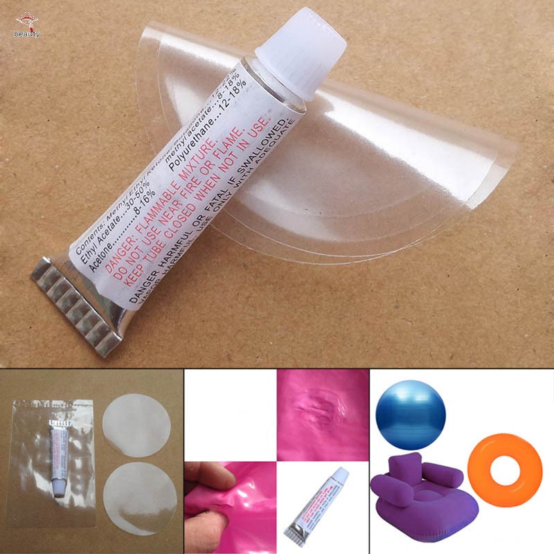 Bộ Kit Chuyên Dụng Vá Lỗ Rách Phao Bóng Yoga Đệm Hơi Tự Dính (Gồm 2 Miếng Vá Dán Và 1 Tuýp Keo )