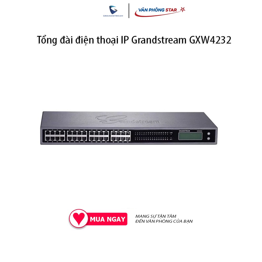 Gateway chuyển đổi máy lẻ analog 32 cổng FXS Grandstream GXW4232 màn hình LCD, 1 LAN Gigabit Jack nối RJ11 và Jack 57JE