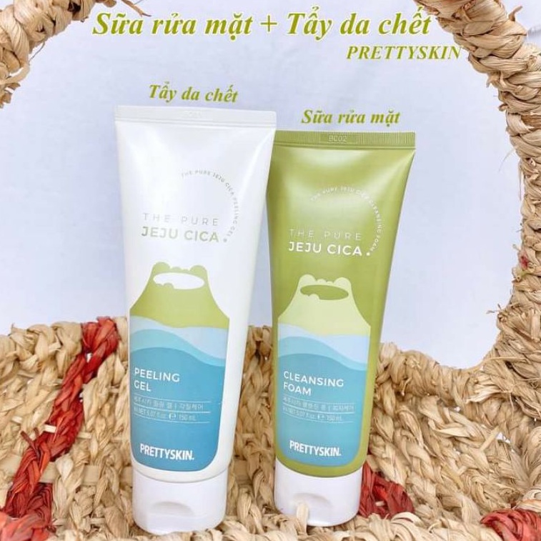 Tẩy Da Chết Làm Sáng Da Giảm Mụn Đầu Đen Rau Má Pretty Skin - PrettySkin The Purre Jeju Cica Peeling Gel 150ml