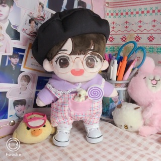 Set áo + yếm + gấu cho doll 20cm