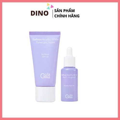 Bộ đôi Gilaa Saffron Healthy White Tinh chất tươi dưỡng trắng 30ml và Kem dưỡng ban ngày 40ml