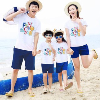 Áo thun gia đình in fun sun mùa hè đi biển dlx