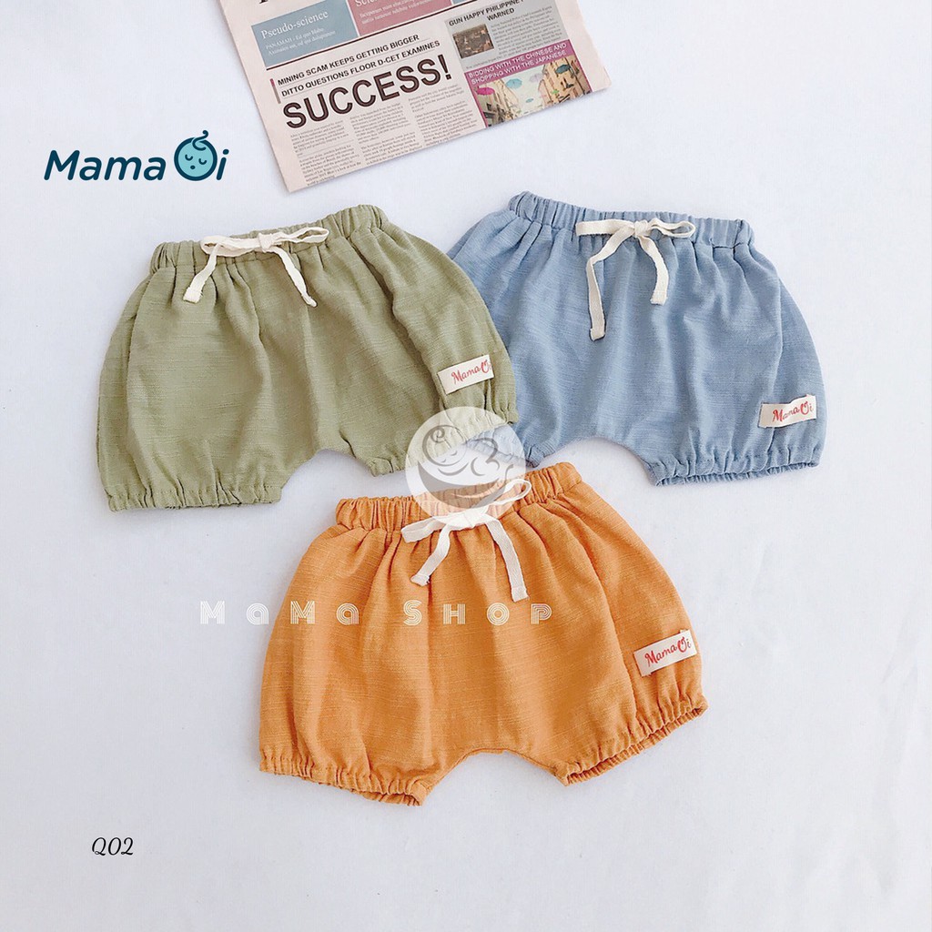 Q02 Quần đùi bé trai bé gái mẫu bí ngộ nghĩnh làm từ vải Linen cho bé yêu từ 0 - 3 tuổi của Mama Ơi - Thời trang cho bé