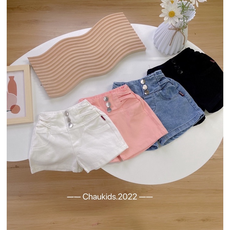 Quần short kaki bò dây rút cho bé gái size đại phong cách