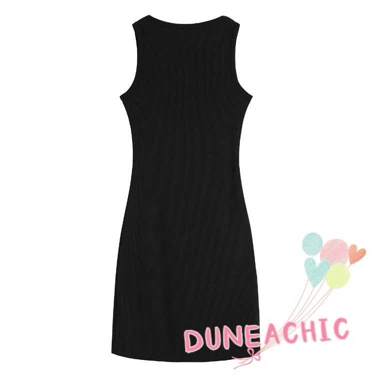 DUNEA Áo Tank Top Sát Nách Màu Đen Ôm Dáng Quyến Rũ Cho Nữ