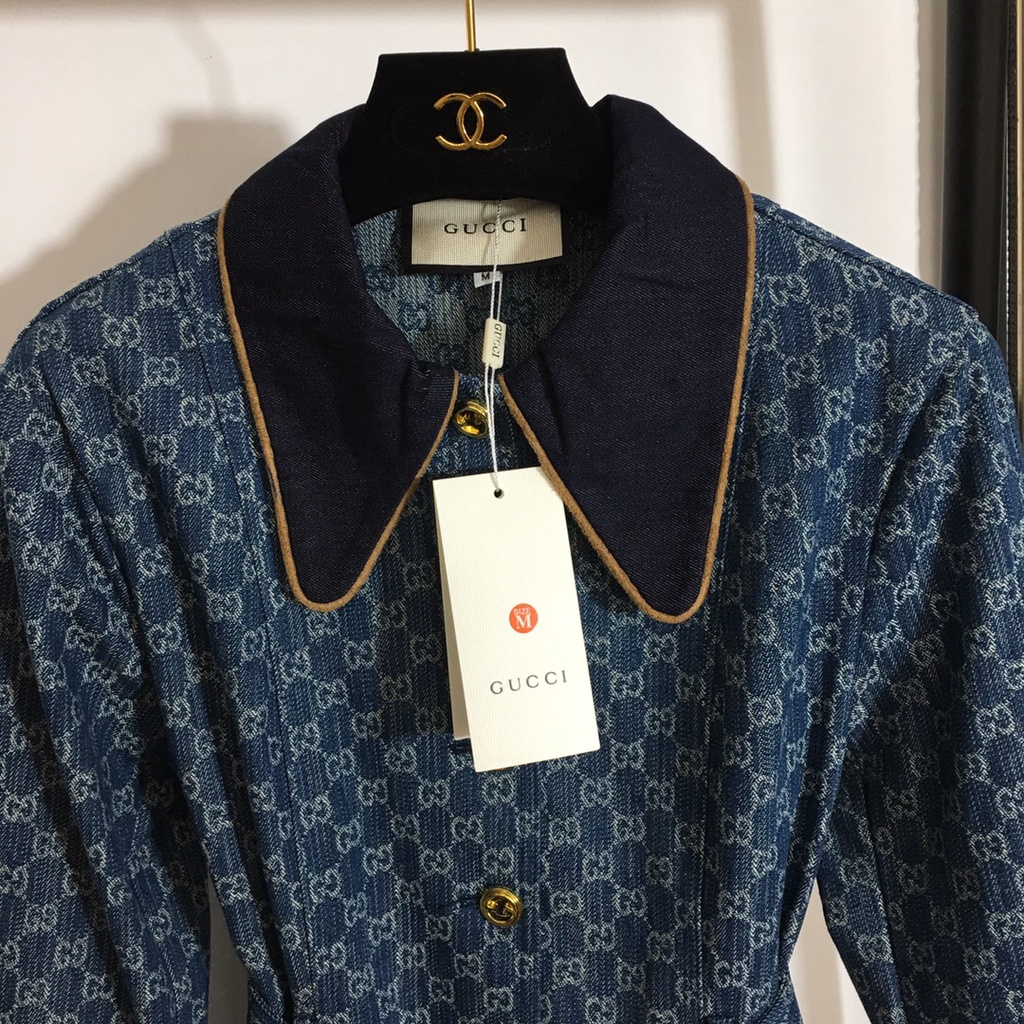Áo khoác denim nữ thời trang cao cấp Gucci GG GC thiết kế sang trọng, phong cách thời thượng