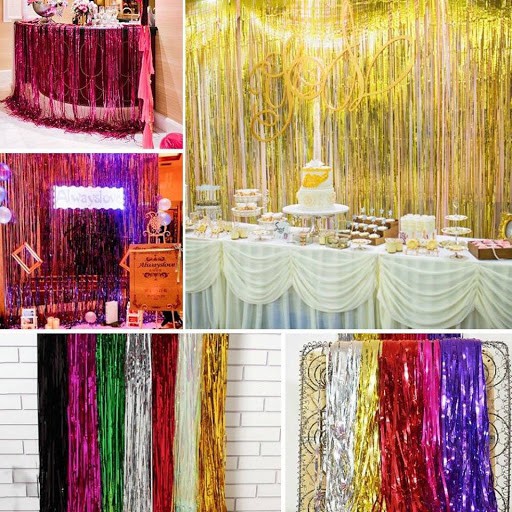 Rèm kim tuyến 1m x 2m , 1m x 3m tua kim sa trang trí sinh nhật - laser rain curtain party wedding backdrop decoration