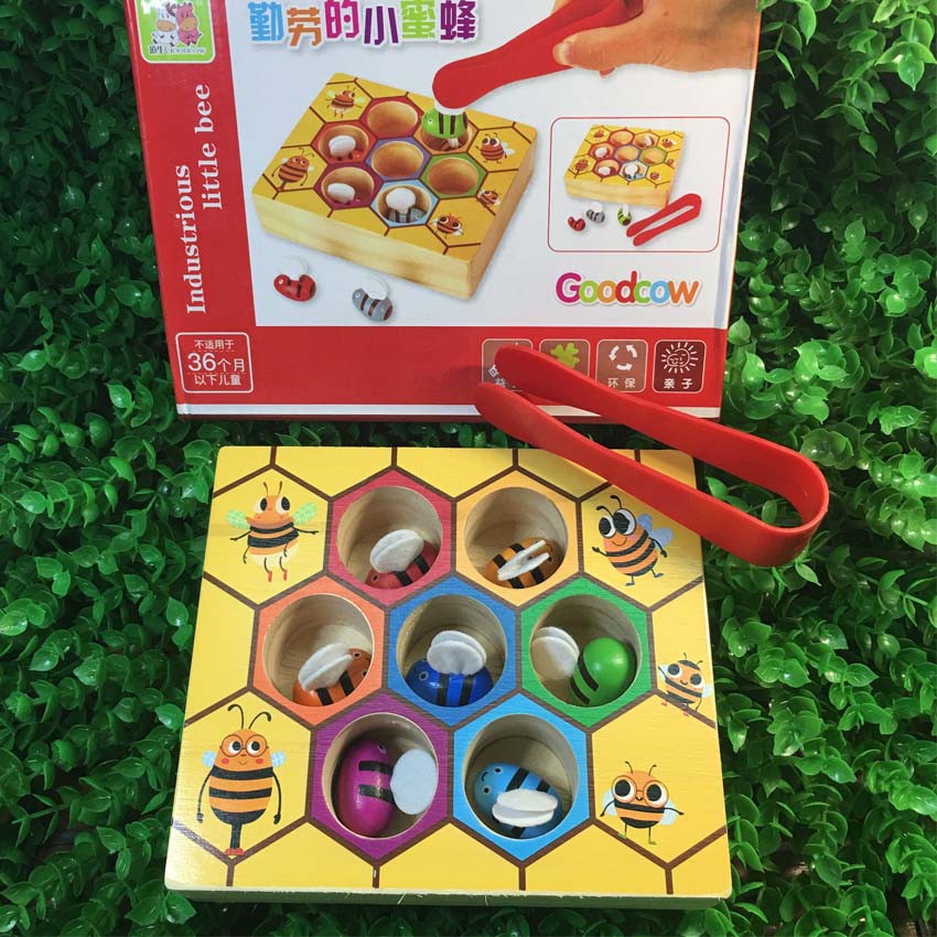 Đồ Chơi Thông Minh, Giáo cụ Montessori, Gắp Ong Vào Tổ, Giúp Bé Rèn Vận Động Tinh Phân Biệt Màu Sắc, Tập Gắp