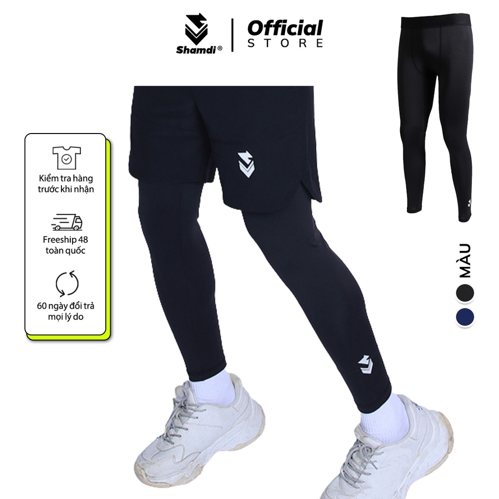 Quần legging nam Shamdi đồ tập gym giữ nhiệt nam co giãn 4 chiều vải - 990