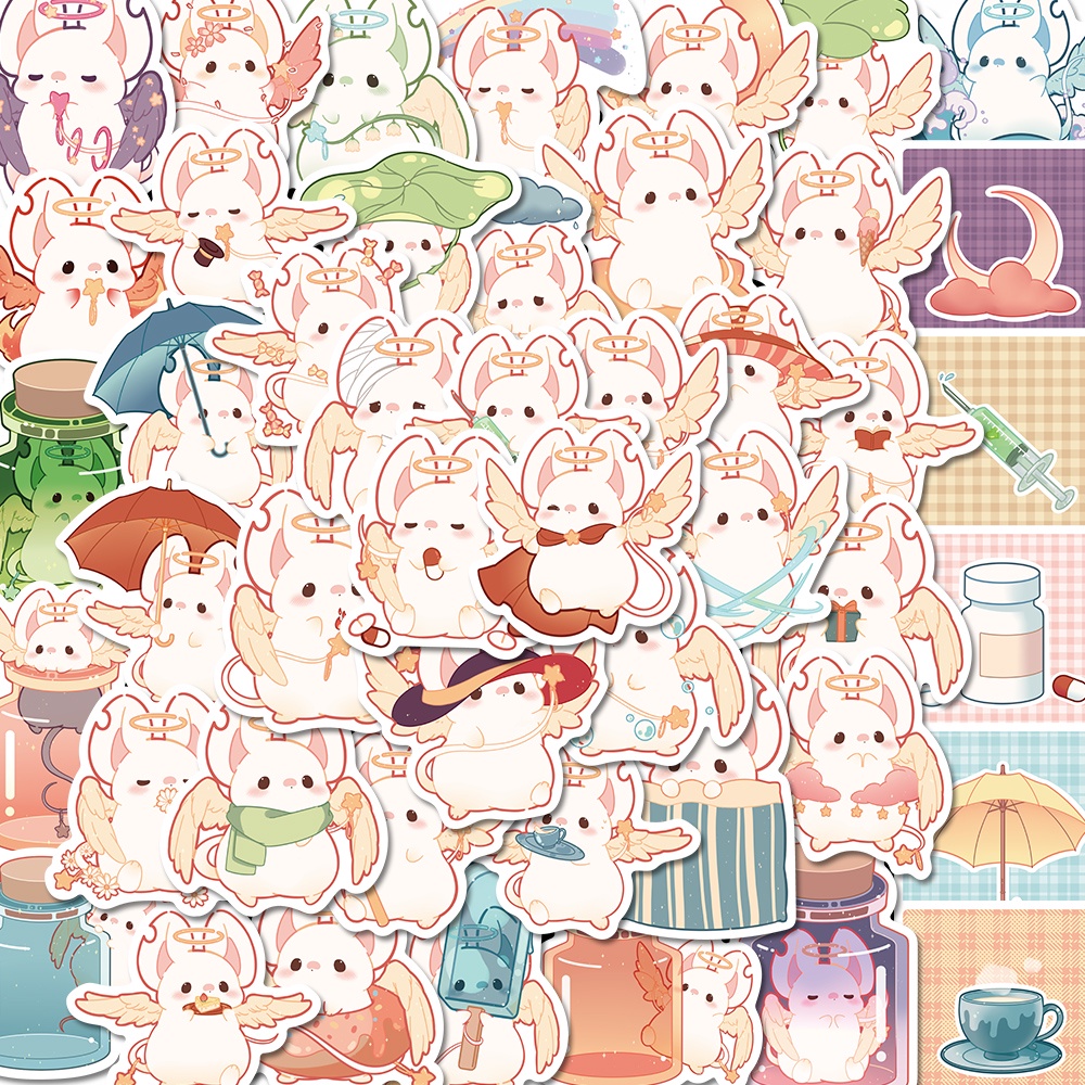 Set 50 Miếng Dán Trang Trí Laptop Chống Nước Không Lặp Lại Hình Chuột Hoạt Hình Dễ Thương