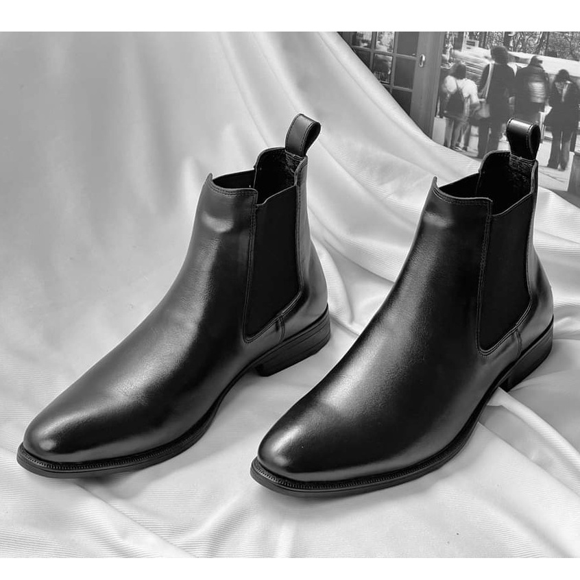 giày tây chelsea boot nam cao cổ bản nâng cấp 2022 da 3 lớp chống nhăn tốt chun loại một chống bai gião đế nhẹ phom đẹp